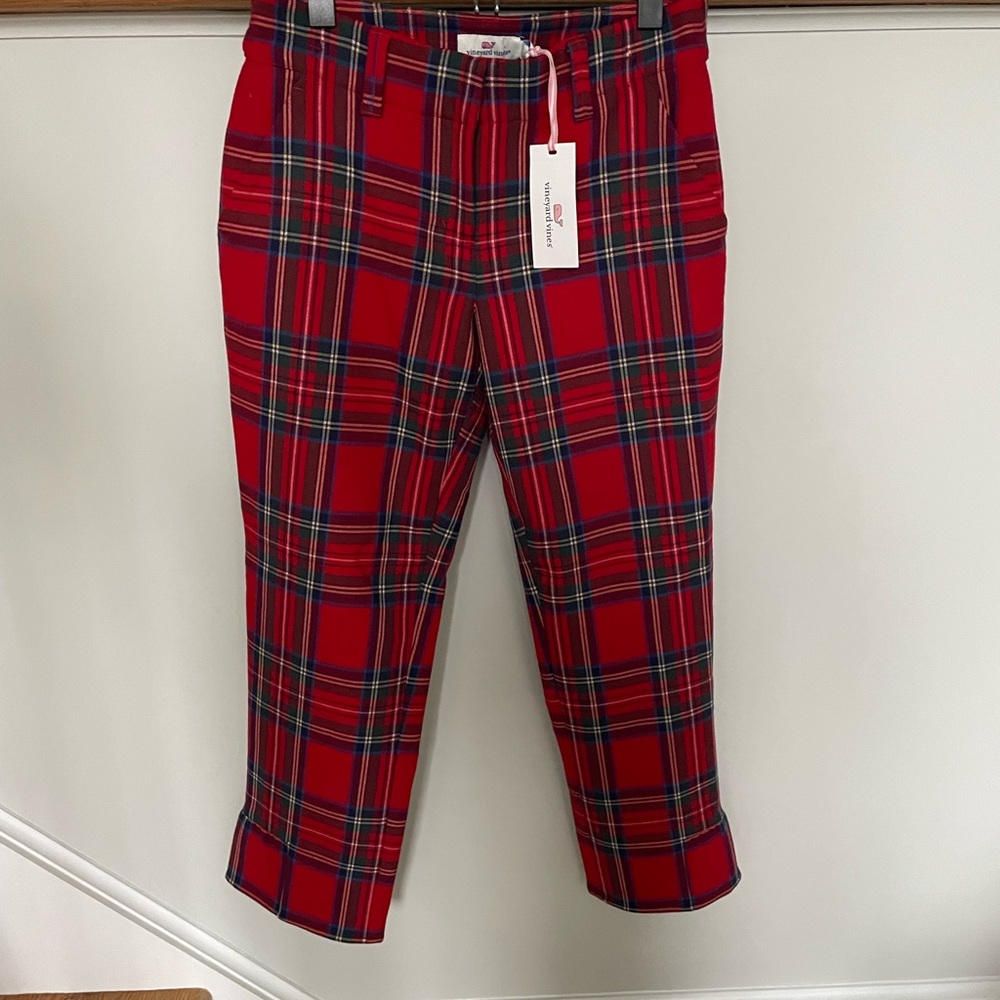 Vineyard Vines pants festive red plaid